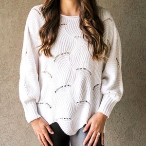 NWT White Scalloped Sweater